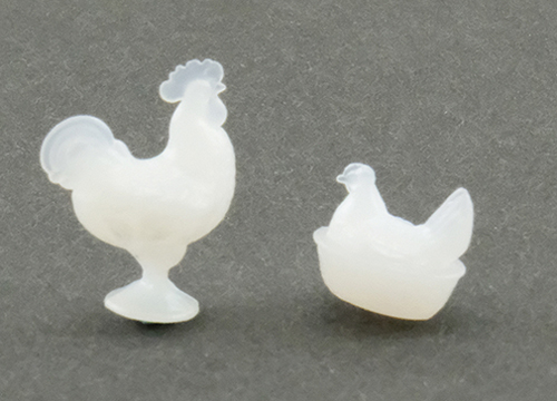 Dollhouse Miniature Rooster And Nesting Hen